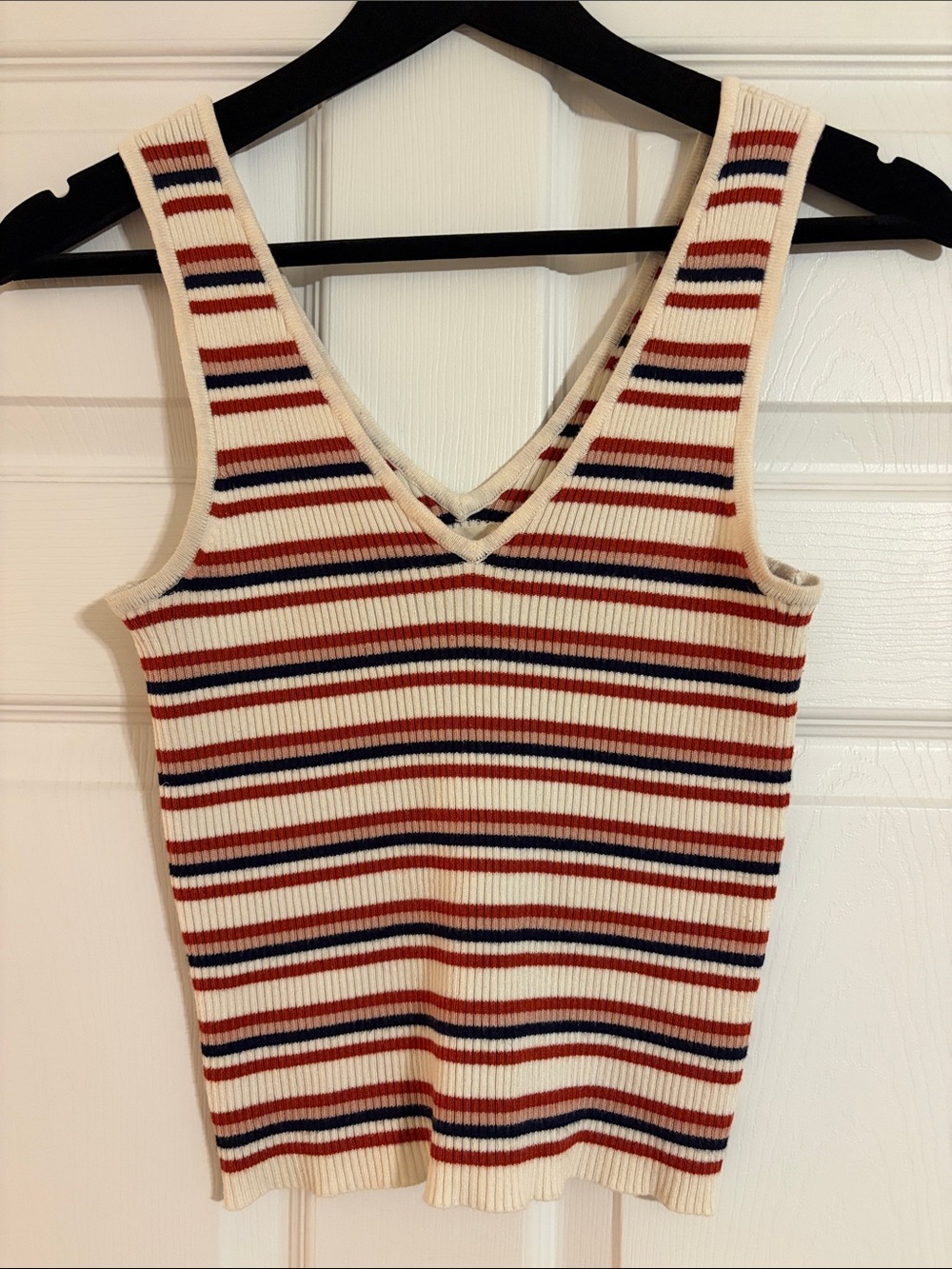 Harper Heritage Boho Ribbed Knit Striped Cropped Tank Top - Size S